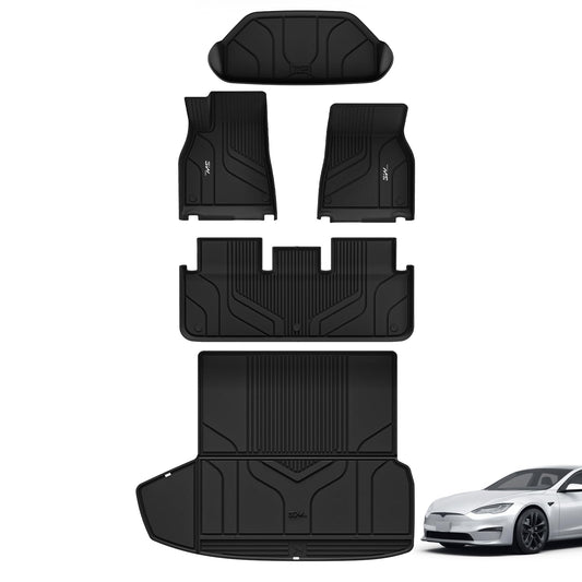 3W Tesla Model S 2022-2023 Custom Floor Mats & Trunk Mats TPE Material & All-Weather Protection Vehicles & Parts 3Wliners 2022-2023 Model S 2022-2023 6-piece set