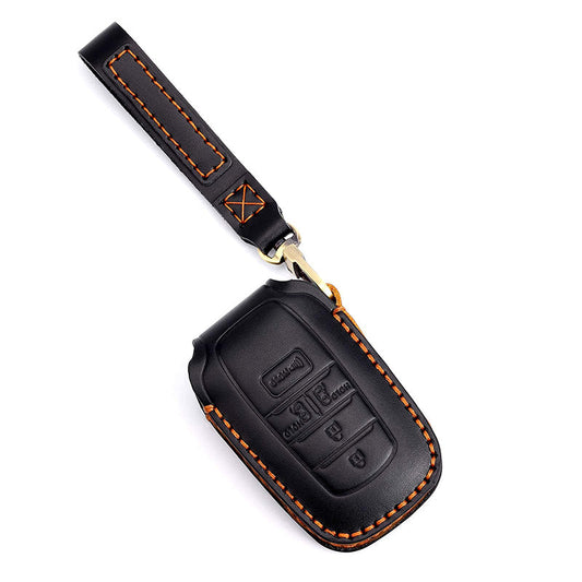 3W Toyota Sienna 4th Key Fob Cover Case 360 Degree Protection Genuine Leather with Keychain Vehicles & Parts 3Wliners Sienna KC 5 Buttons Black 