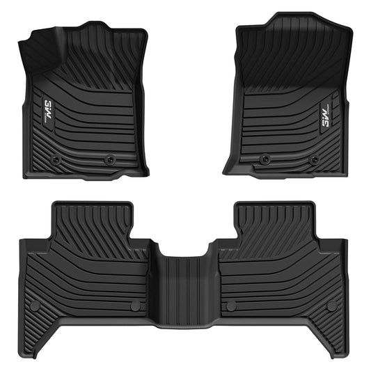 3W Toyota Tacoma 2016-2023 (Double Cab) Floor Mats TPE All Weather Custom Fit  3Wliners 2016-2023 Tacoma Double Cab 1st&2nd Row Mats